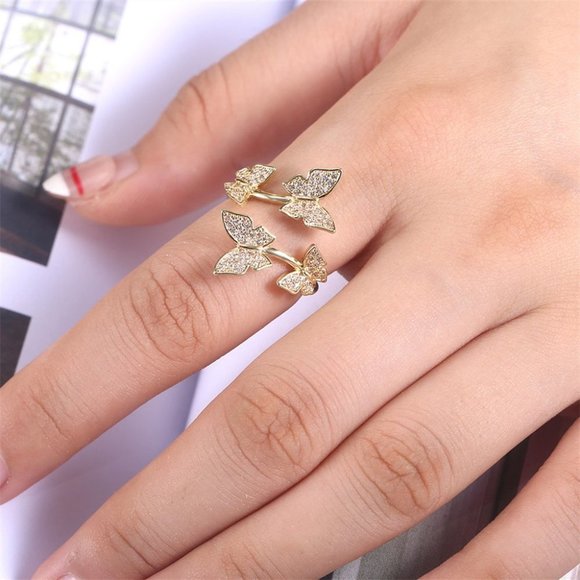 💍Sweet Open Twisted Resizable Butterfly Rings for Women, EVGG1401 - Picture 2 of 2